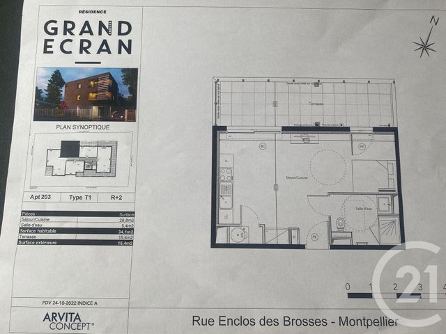 Appartement F1 &agrave; louer - 1 pi&egrave;ce - 34,10 m2 - Montpellier - 34 - LANGUEDOC-ROUSSILLON