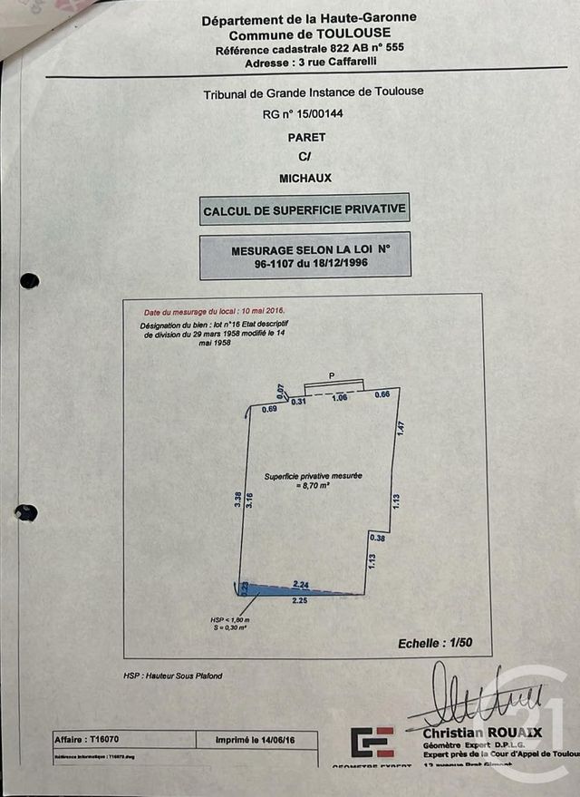 à vendre - 1 pièce - 9 m2 - Toulouse - 31 - MIDI-PYRENEES