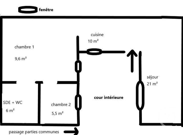 Appartement F3 à vendre - 3 pièces - 52 m2 - Paris - 75017 - ILE-DE-FRANCE