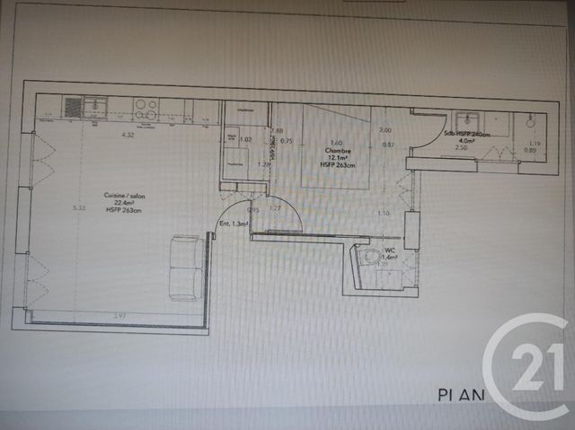 Appartement F2 à vendre - 2 pièces - 42,21 m2 - Paris - 75017 - ILE-DE-FRANCE