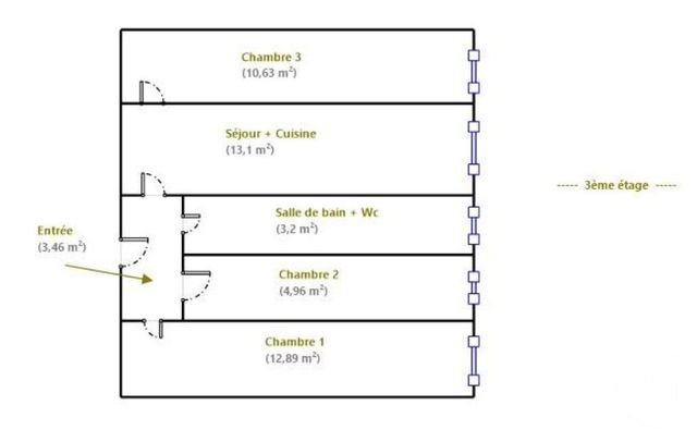 Appartement F3 &agrave; vendre - 3 pi&egrave;ces - 48,75 m2 - Paris - 75015 - ILE-DE-FRANCE