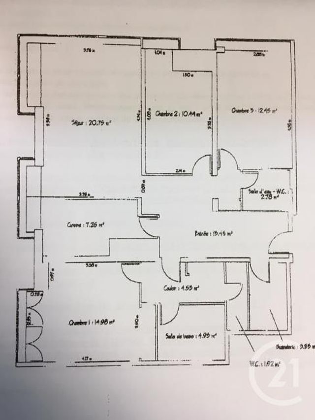 Appartement F4 &agrave; louer - 4 pi&egrave;ces - 97,03 m2 - Paris - 75015 - ILE-DE-FRANCE