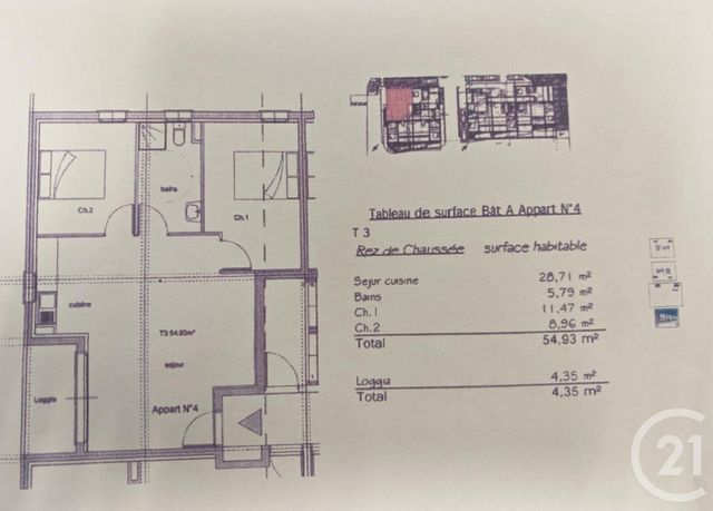 Appartement &agrave; louer - 3 pi&egrave;ces - 54,93 m2 - Brignoles - 83 - PROVENCE-ALPES-COTE-D-AZUR
