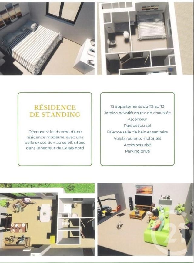 Appartement T2 à vendre - 2 pièces - 50 m2 - Calais - 62 - NORD-PAS-DE-CALAIS