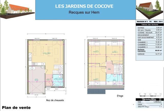 Maison à vendre - 4 pièces - 80,85 m2 - Recques Sur Hem - 62 - NORD-PAS-DE-CALAIS