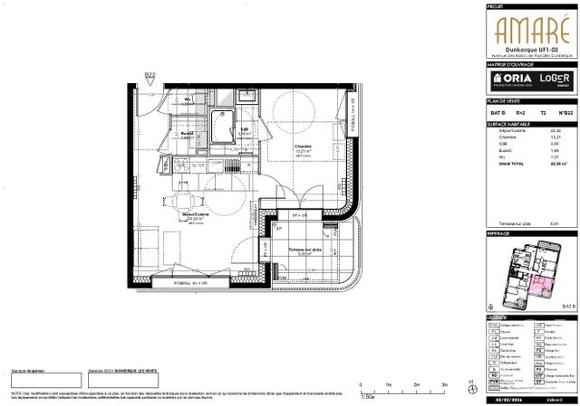 Appartement T2 &agrave; vendre - 2 pi&egrave;ces - 42,09 m2 - Dunkerque - 59 - NORD-PAS-DE-CALAIS