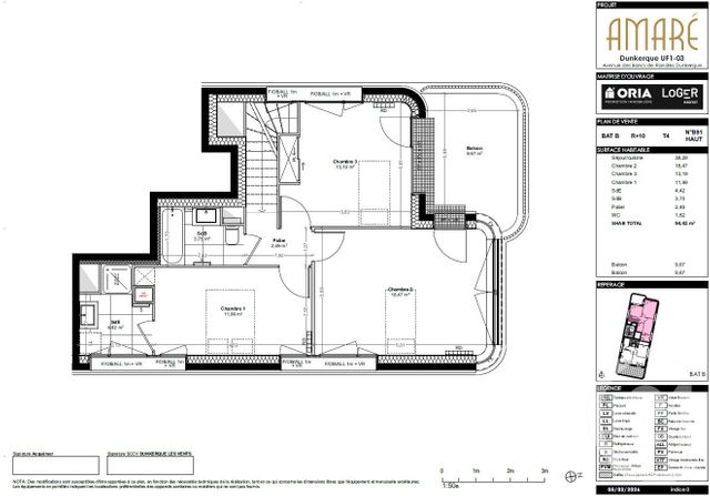 Appartement T4 &agrave; vendre - 4 pi&egrave;ces - 94,42 m2 - Dunkerque - 59 - NORD-PAS-DE-CALAIS