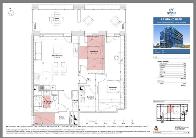 Appartement F3 &agrave; vendre - 3 pi&egrave;ces - 85,10 m2 - Dunkerque - 59 - NORD-PAS-DE-CALAIS
