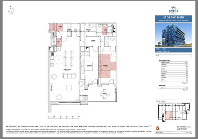Appartement F3 bis &agrave; vendre - 5 pi&egrave;ces - 114,50 m2 - Dunkerque - 59 - NORD-PAS-DE-CALAIS