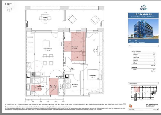 Appartement F3 &agrave; vendre - 3 pi&egrave;ces - 78,80 m2 - Dunkerque - 59 - NORD-PAS-DE-CALAIS