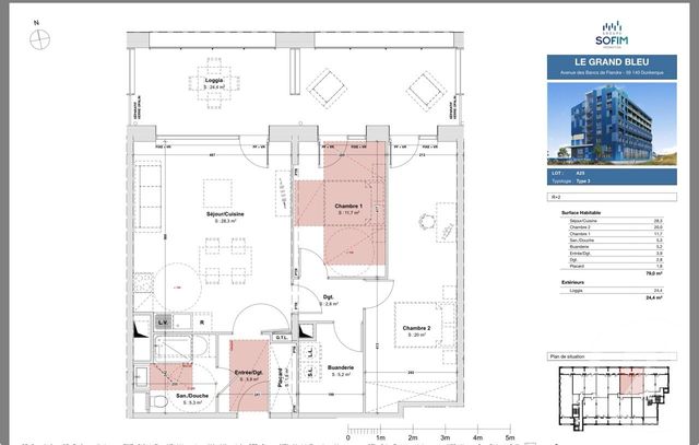 Appartement F3 &agrave; vendre - 3 pi&egrave;ces - 79 m2 - Dunkerque - 59 - NORD-PAS-DE-CALAIS