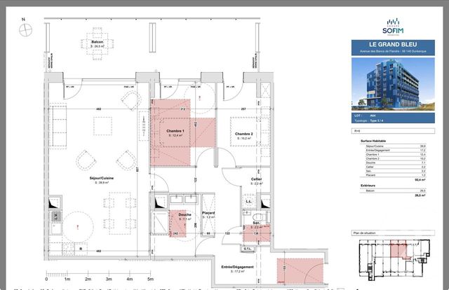 Appartement F3 &agrave; vendre - 4 pi&egrave;ces - 92,40 m2 - Dunkerque - 59 - NORD-PAS-DE-CALAIS