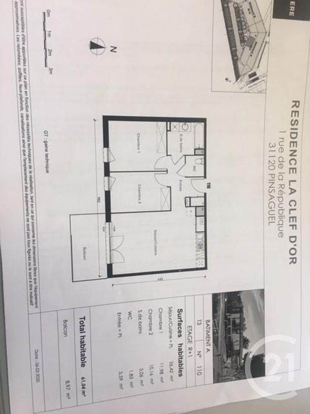 Appartement F3 &agrave; louer - 3 pi&egrave;ces - 61,04 m2 - Pinsaguel - 31 - MIDI-PYRENEES