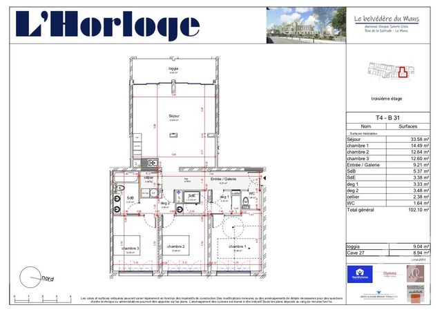 Appartement T4 à vendre - 4 pièces - 101,95 m2 - Le Mans - 72 - PAYS-DE-LOIRE