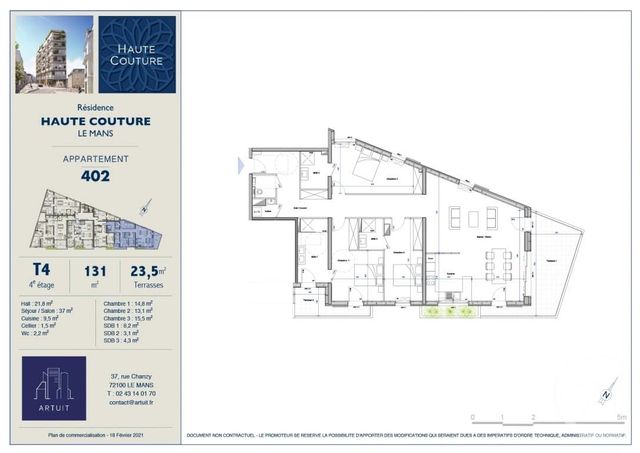 Appartement F4 &agrave; vendre - 4 pi&egrave;ces - 131 m2 - Le Mans - 72 - PAYS-DE-LOIRE