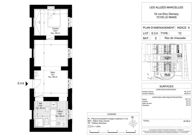 Appartement F2 à louer - 2 pièces - 39,12 m2 - Le Mans - 72 - PAYS-DE-LOIRE