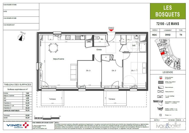 Appartement T2 &agrave; vendre - 4 pi&egrave;ces - 79,70 m2 - Le Mans - 72 - PAYS-DE-LOIRE