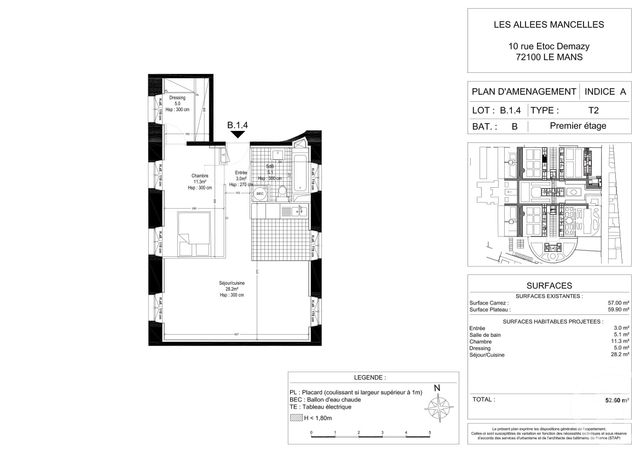 Appartement F2 &agrave; louer - 2 pi&egrave;ces - 52,26 m2 - Le Mans - 72 - PAYS-DE-LOIRE