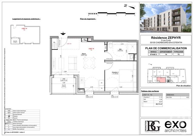 Appartement T2 &agrave; vendre - 2 pi&egrave;ces - 46,54 m2 - Cherbourg En Cotentin - 50 - BASSE-NORMANDIE