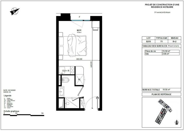 Appartement Studio &agrave; vendre - 1 pi&egrave;ce - 18,56 m2 - Montevrain - 77 - ILE-DE-FRANCE