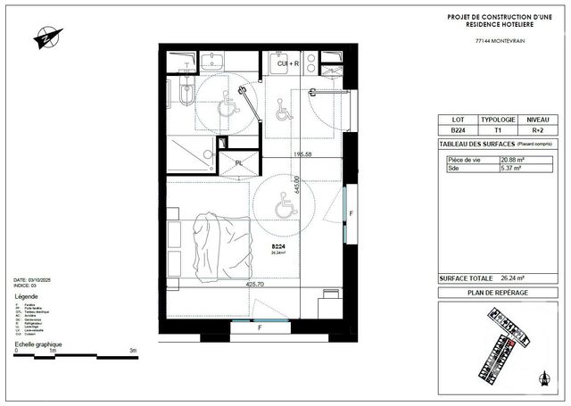 Appartement Studio &agrave; vendre - 1 pi&egrave;ce - 38,67 m2 - Montevrain - 77 - ILE-DE-FRANCE