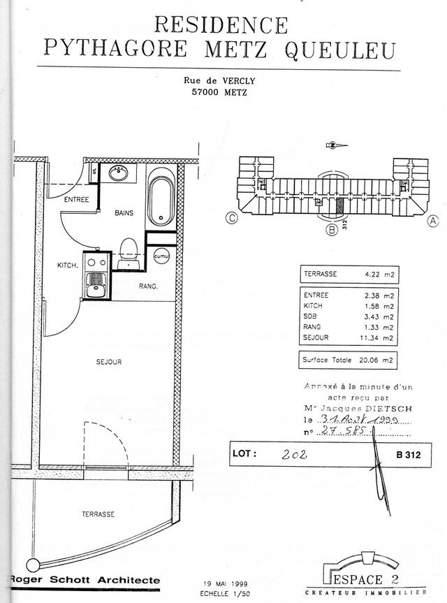 Appartement Studio &agrave; louer - 1 pi&egrave;ce - 20 m2 - Metz - 57 - LORRAINE