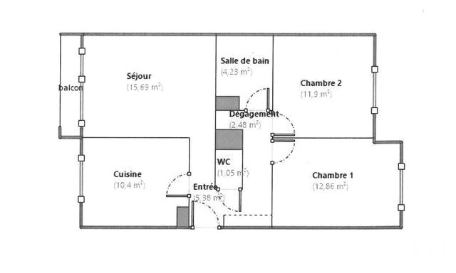 Appartement &agrave; louer - 3 pi&egrave;ces - 63,99 m2 - Maizieres Les Metz - 57 - LORRAINE