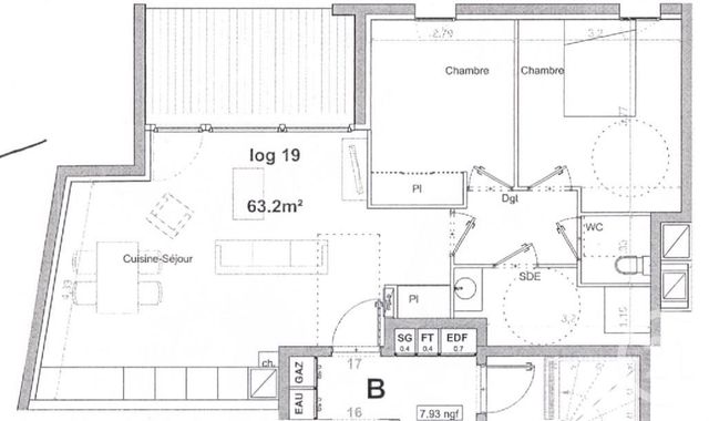Appartement T3 &agrave; vendre - 3 pi&egrave;ces - 63,10 m2 - Bordeaux - 33 - AQUITAINE