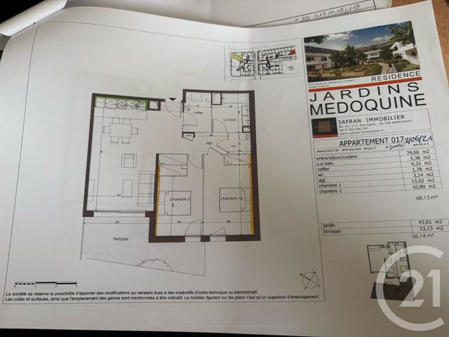 Appartement T3 &agrave; louer - 3 pi&egrave;ces - 68,13 m2 - Talence - 33 - AQUITAINE
