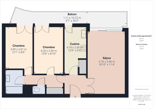 Appartement T3 à vendre - 3 pièces - 62,42 m2 - Boulogne Billancourt - 92 - ILE-DE-FRANCE