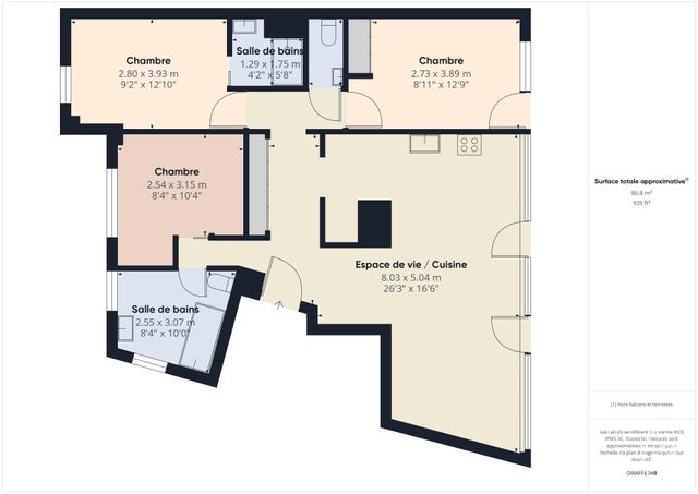 Appartement F4 à louer - 4 pièces - 88,53 m2 - Boulogne Billancourt - 92 - ILE-DE-FRANCE