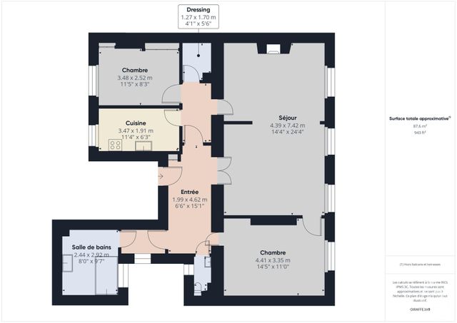 Appartement F3 &agrave; louer - 4 pi&egrave;ces - 87,93 m2 - Paris - 75016 - ILE-DE-FRANCE