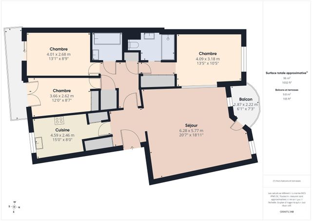 Appartement T4 &agrave; louer - 4 pi&egrave;ces - 95,75 m2 - Boulogne Billancourt - 92 - ILE-DE-FRANCE