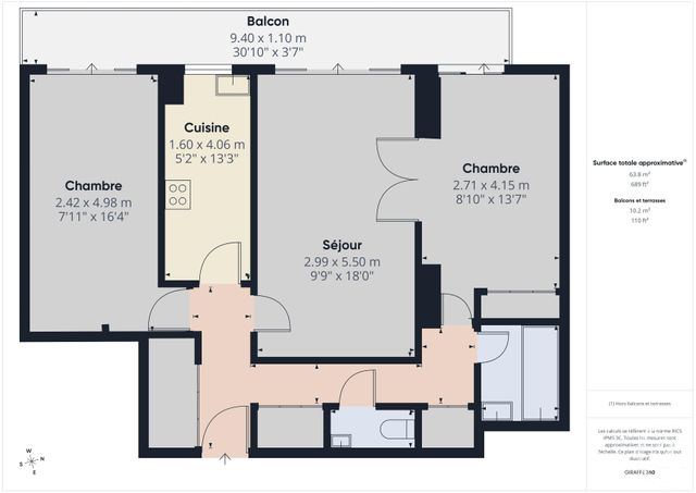 Appartement T3 &agrave; vendre - 3 pi&egrave;ces - 62,07 m2 - Boulogne Billancourt - 92 - ILE-DE-FRANCE