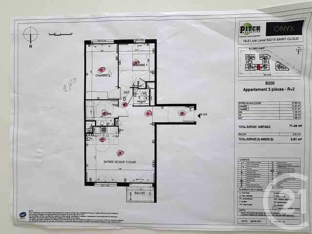 Appartement F3 à vendre - 3 pièces - 71,66 m2 - St Cloud - 92 - ILE-DE-FRANCE