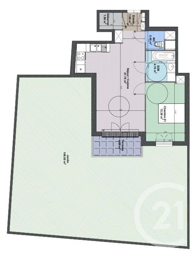 Appartement F2 &agrave; vendre - 2 pi&egrave;ces - 50,50 m2 - Thiais - 94 - ILE-DE-FRANCE