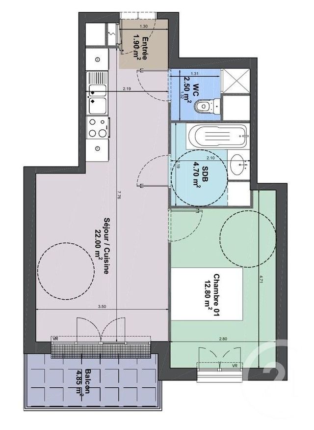 Appartement F2 &agrave; vendre - 2 pi&egrave;ces - 43,90 m2 - Thiais - 94 - ILE-DE-FRANCE