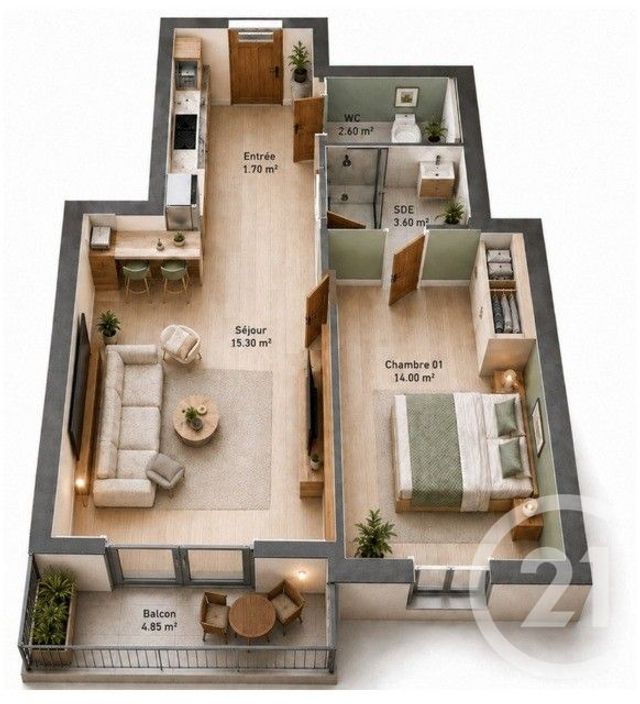 Appartement F2 &agrave; vendre - 2 pi&egrave;ces - 43,90 m2 - Thiais - 94 - ILE-DE-FRANCE