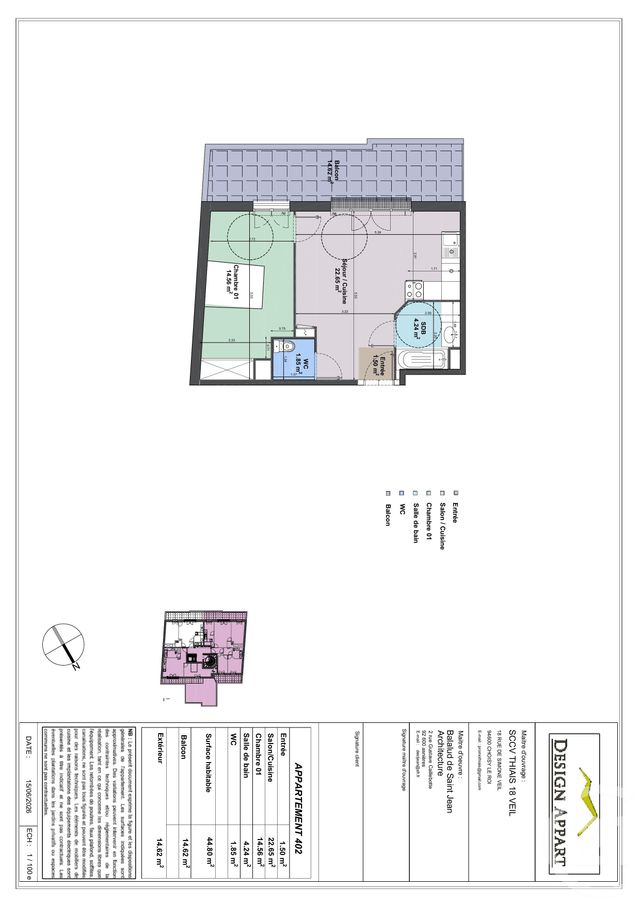 Appartement F2 &agrave; vendre - 2 pi&egrave;ces - 44,80 m2 - Thiais - 94 - ILE-DE-FRANCE