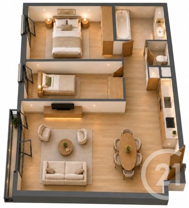 Appartement F3 &agrave; vendre - 3 pi&egrave;ces - 60,80 m2 - Thiais - 94 - ILE-DE-FRANCE