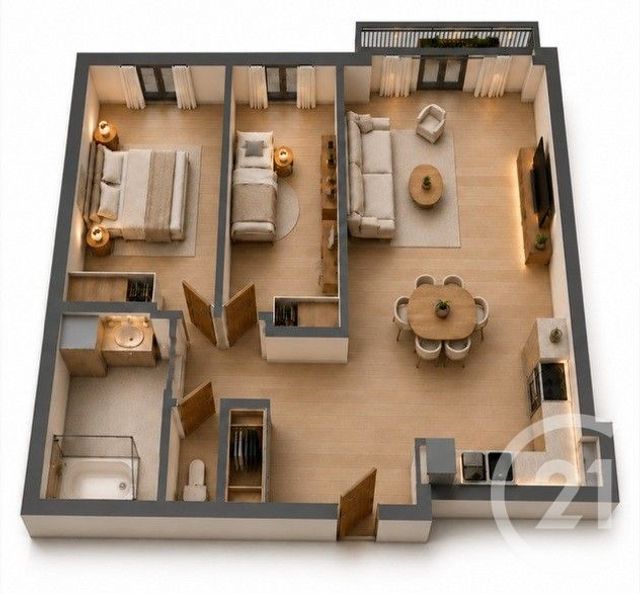 Appartement F3 &agrave; vendre - 3 pi&egrave;ces - 63,10 m2 - Thiais - 94 - ILE-DE-FRANCE