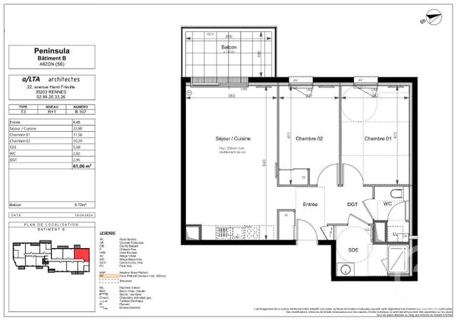 Appartement F3 à vendre - 3 pièces - 61,06 m2 - Arzon - 56 - BRETAGNE