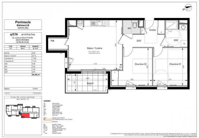 Appartement F3 à vendre - 3 pièces - 64,38 m2 - Arzon - 56 - BRETAGNE