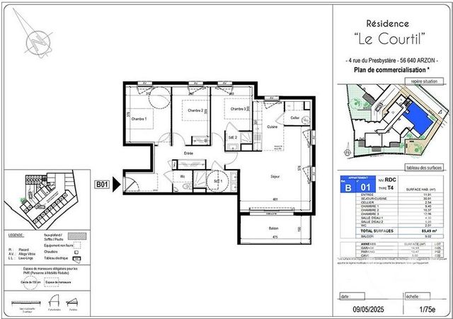 Appartement F4 à vendre ARZON