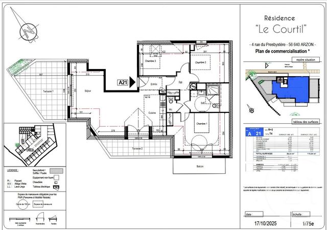 Appartement F4 à vendre ARZON