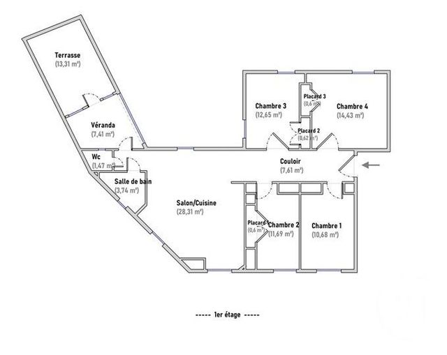 Appartement F5 &agrave; louer - 5 pi&egrave;ces - 91,91 m2 - St Didier Au Mont D Or - 69 - RHONE-ALPES