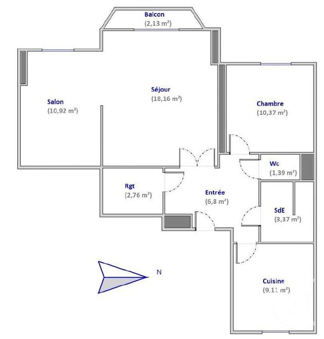 Appartement &agrave; vendre - 3 pi&egrave;ces - 62,88 m2 - Fontaines Sur Saone - 69 - RHONE-ALPES