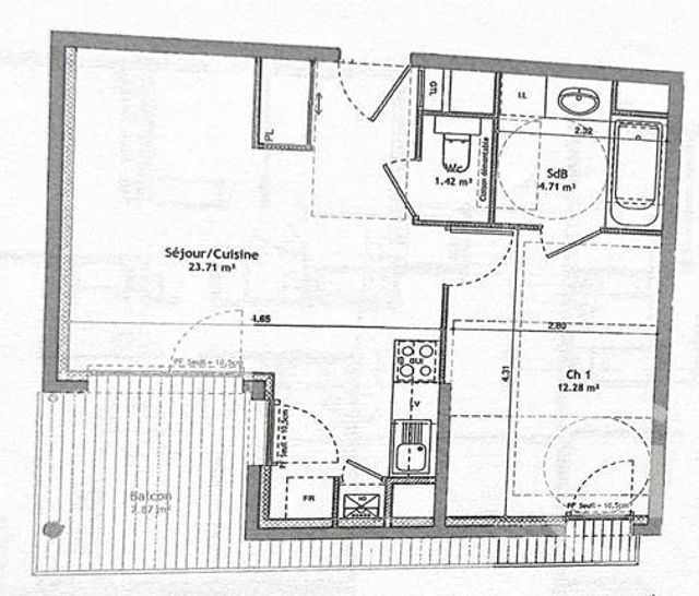 Appartement T2 &agrave; louer - 2 pi&egrave;ces - 42,12 m2 - Champagne Au Mont D Or - 69 - RHONE-ALPES