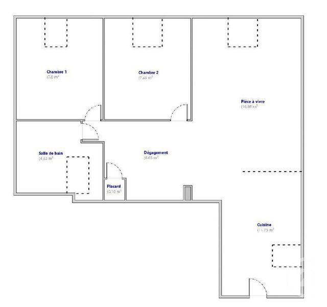 Appartement F3 à louer - 3 pièces - 55,08 m2 - Longevelle Sur Doubs - 25 - FRANCHE-COMTE