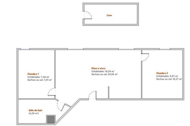 Appartement F2 &agrave; louer - 3 pi&egrave;ces - 40,98 m2 - Couthenans - 70 - FRANCHE-COMTE